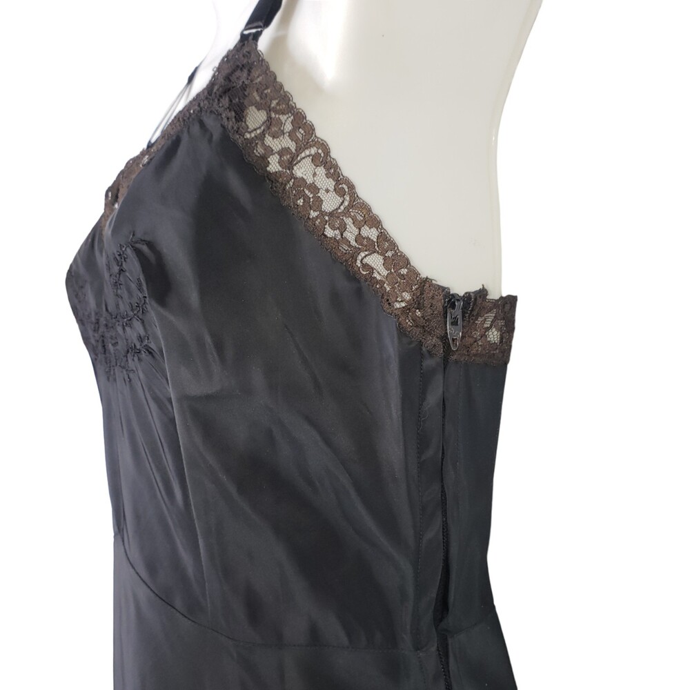 VINTAGE LADY LYNNE Matte Black Satin Full Slip - Picture 5 of 6